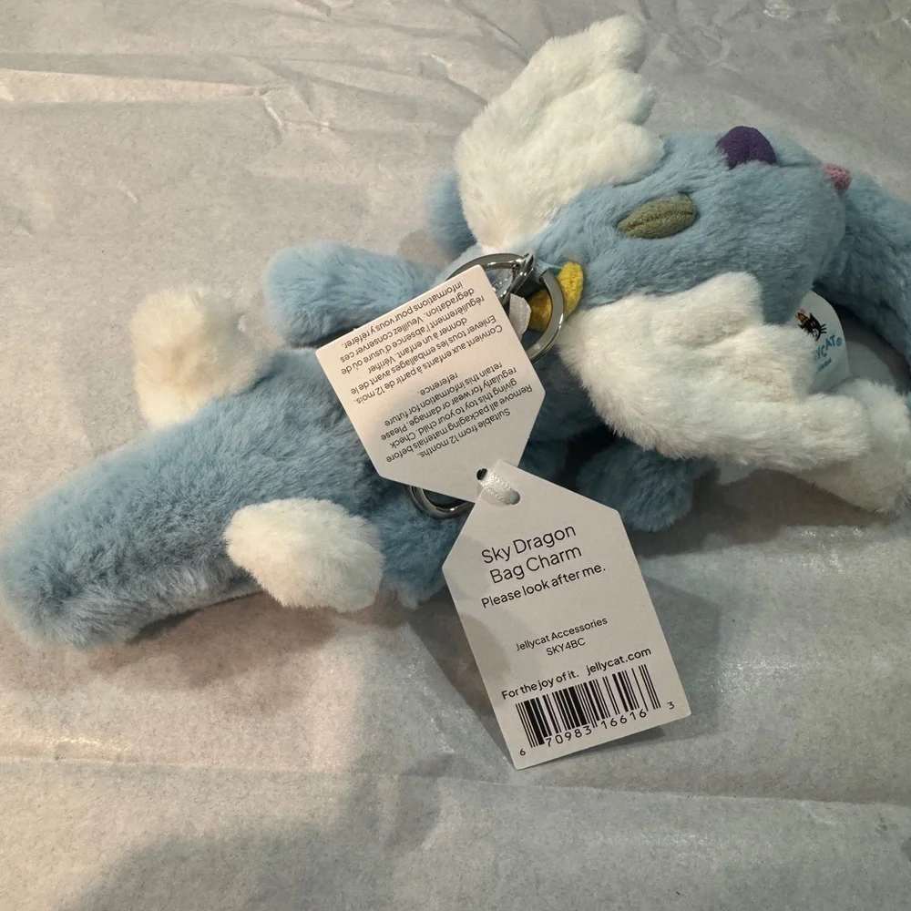 Jellycat Sky Dragon Plush Keychain Tiny Authentic - Picture 3 of 3